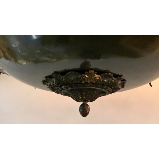 Myran Allan Luxury Lighting Empire Style Bronze and Glass Chandelier as Is For Sale - Image 4 of 6