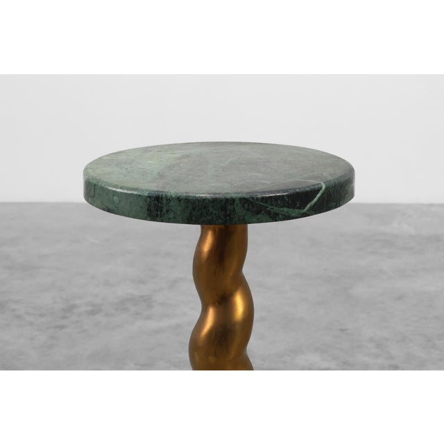 Art Deco Side Table with Green Marble Top and Bronze Base, Belgium, 1925 For Sale - Image 3 of 11