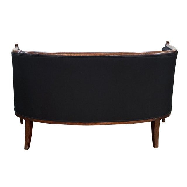 French Sofa or Settee in the Art Deco Style Upholstered in Black Linen For Sale In Austin - Image 6 of 14