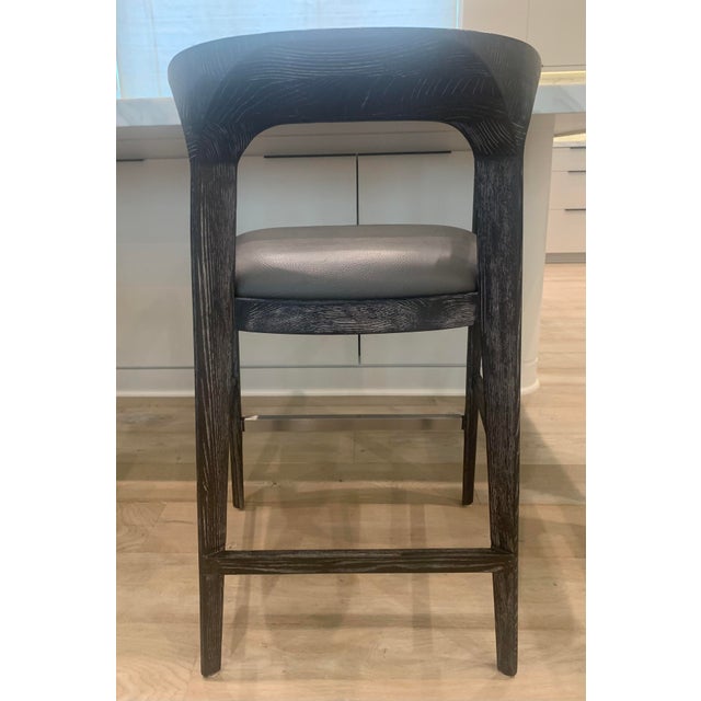 Wood Interlude Home Kendra Counter Stool Charcoal Gray Cerused For Sale - Image 7 of 14
