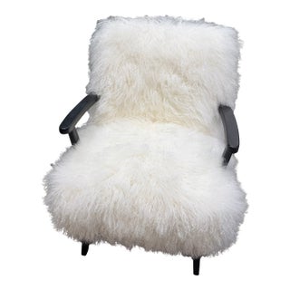 Four Hands Mongolian Sheepskin Accent Chair With Lumbar Pillow For Sale