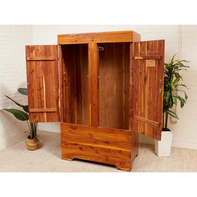 Pine Primitive Mid-Century Vintage Armoire For Sale - Image 11 of 12