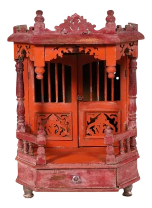 Antique Indian Temple in Hand-Carved Teak