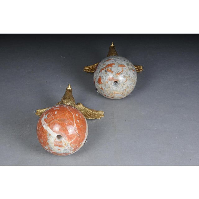 Large Imperial Brass Eagle Figures on Marble Spheres, Set of 2 For Sale - Image 14 of 17