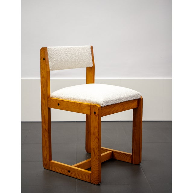 1970s Rustic Wooden Chair in Bouclé, 1970s For Sale - Image 5 of 5