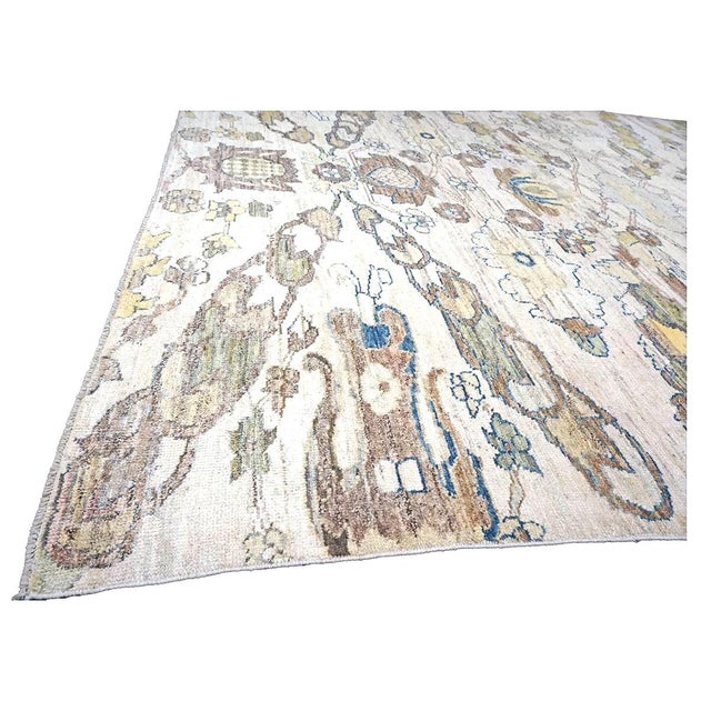21st Century Turkish Oushak Wool 10x13 Gold, Ivory & Slate Blue Handmade Area Rug #1144129 For Sale - Image 11 of 13