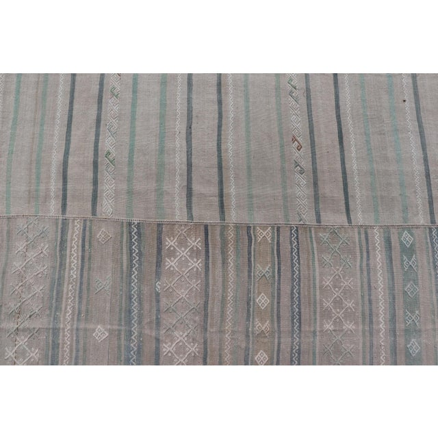 Large Vintage Neutral Paneled Kilim in Neutral Muted Tones 10'4" X16'8" For Sale In Atlanta - Image 6 of 13