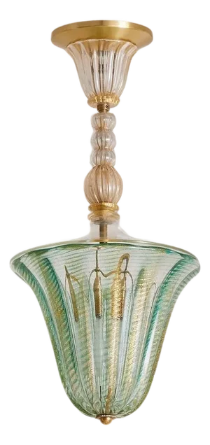 1950s Italian Art Deco Murano Glass Tulip Pendant Attributed to Barovier & Toso