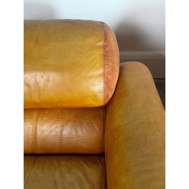 Vintage 1970's Italian Cognac Leather Lounge Chairs For Sale - Image 13 of 16