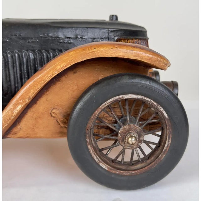 Antique 1913 Model Touring Car and Driver Wooden Hand Painted Sculpture For Sale - Image 4 of 12