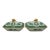 Circa 1800-1830 Chinese Export Pair of Green Fitzhugh Covered Vegetable Dishes - Set of 2 For Sale