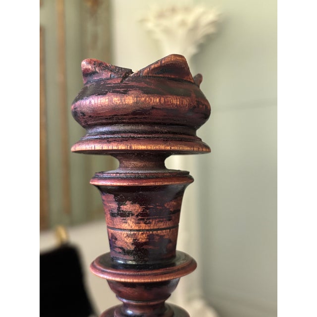 Wood Antique Dutch Colonial Treen Turned Wood Candleholder For Sale - Image 7 of 16