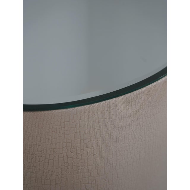 2010s Studio a Modern Textured Canvas Mirror Top Pedestal For Sale - Image 5 of 10