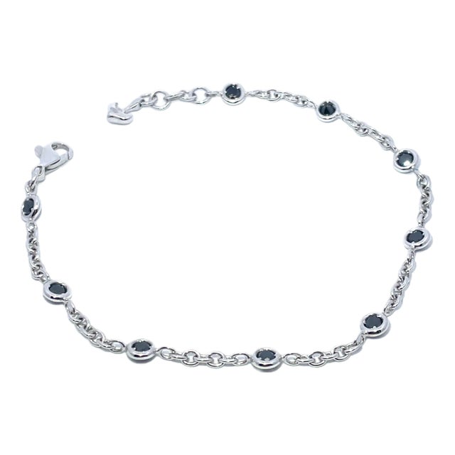 Leo Pizzo Designer 18k White Gold Black Diamond Bracelet For Sale