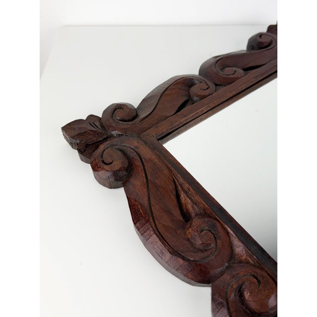 Antique Wood Wall Mirror with Ornate Scrollwork Wooden Frame, 1920s For Sale - Image 6 of 16