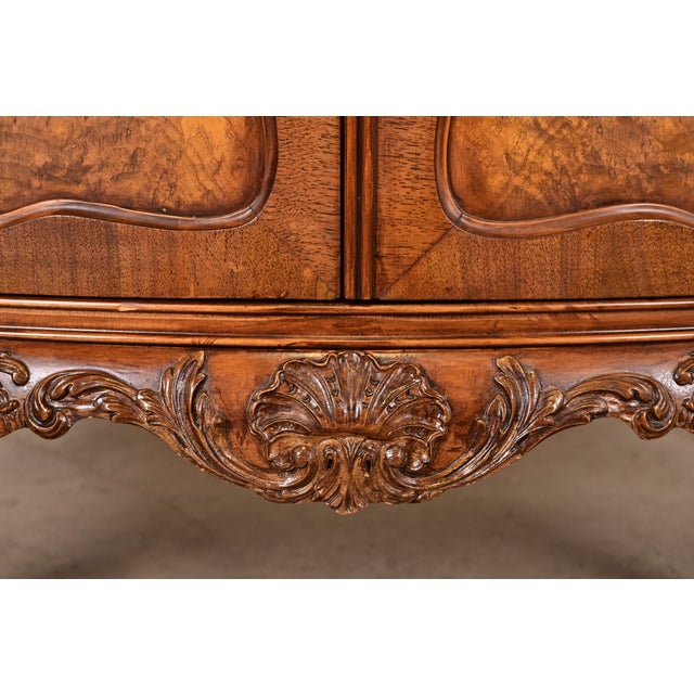 Wood Romweber Chippendale Burl Wood Demilune Cabinet or Console Table, Circa 1920s For Sale - Image 7 of 11