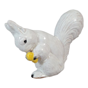 Vintage Italian White Glazed Terracotta Squirrel Figurine