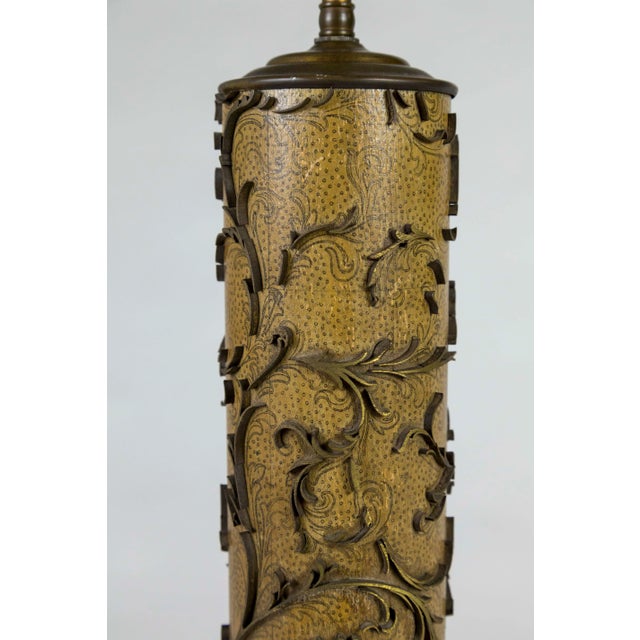 Vintage Wallpaper Printing Roller as Table Lamp For Sale In San Francisco - Image 6 of 13