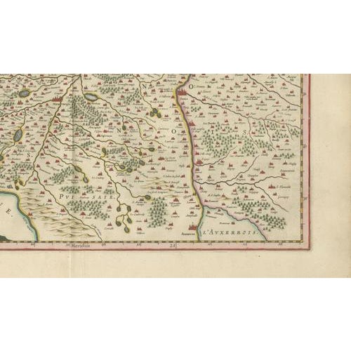 Paper Antique Hand-Colored Map of Gâtinais & Sénonais from Blaeu, France, 1642 For Sale - Image 7 of 10
