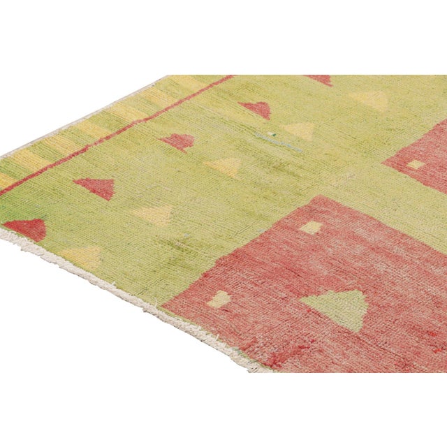Vintage Zeki Müren Rug in Green, Red and Gold Geometric Patterns by Rug ...