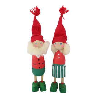 Vintage Swedish Whimsical Wood Holiday Figures - a Pair For Sale