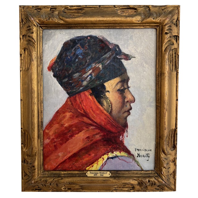 Francisque Noailly, Lady, Oil on Canvas & Cardboard, Framed For Sale