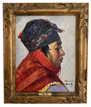 Francisque Noailly, Lady, Oil on Canvas & Cardboard, Framed