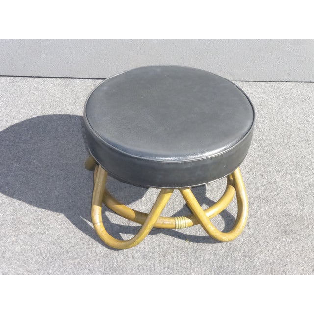 Mid Century Modern Swivel Ottoman With Rattan Base Chairish