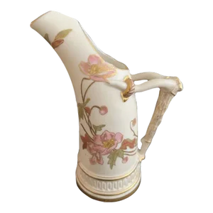 Late 19th Century Royal Worcester Hand Painted Gilt Trimmed Ewer