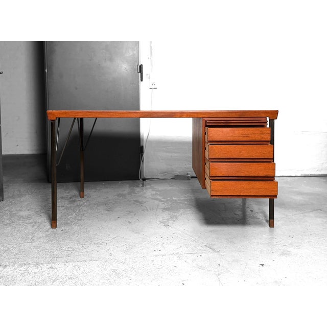 Freestanding teak desk designed by peter hvidt & orla mølgaard-nielsen in 1959 and produced by søborg møbelfabrik,...