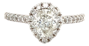 Pear Shaped Diamond Engagement Ring 14k Gold 1.19 TCW Certified, Size 4.5