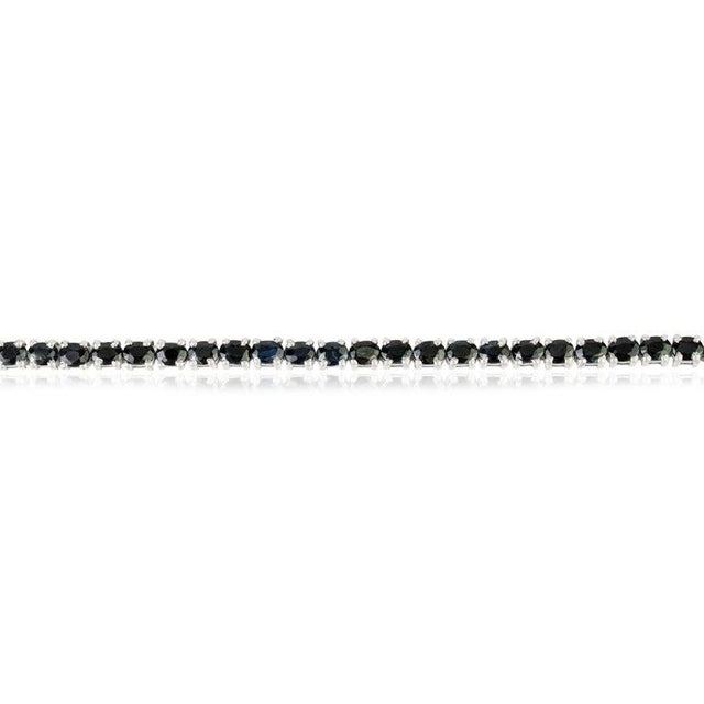 Not Yet Made - Made To Order 925 Sterling Silver 11.4 Carat Blue Sapphire Tennis Bracelet- Elegant Fine Jewelry For Sale - Image 5 of 12