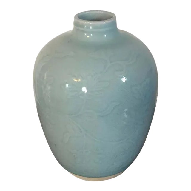 Antique 19th Century Chinese Celadon Porcelain Vase For Sale