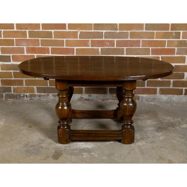 18th Century 18th Century Georgian English Pine Table with Oval Top and Turned Legs For Sale - Image 5 of 12