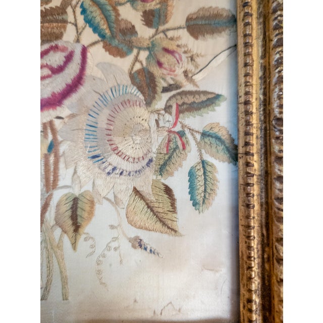 18th or 19th English Silk Stumpwork Embroidery of Floral Bouquet, Georgian For Sale - Image 9 of 11