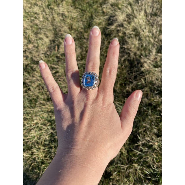 Metal Slane Blue Topaz Basketweave Ring, Sterling Silver, Ring Size 7 For Sale - Image 7 of 7