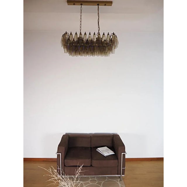Gray Murano Poliedri Chandelier by Carlo Scarpa with 84 Smoked Glasses, 1990s For Sale - Image 8 of 12