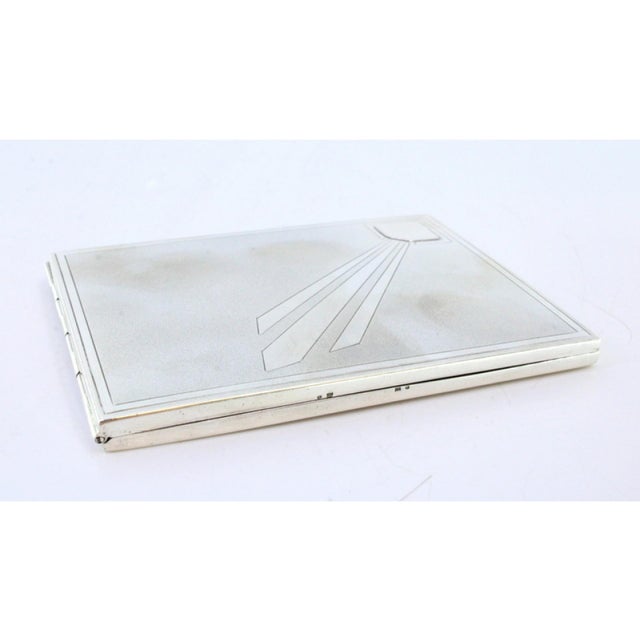 Matte Silver Cigarette Case with Border For Sale - Image 3 of 8