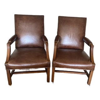 Ralph Lauren for Henredon Leather Executive / Library Chairs — Pair For Sale