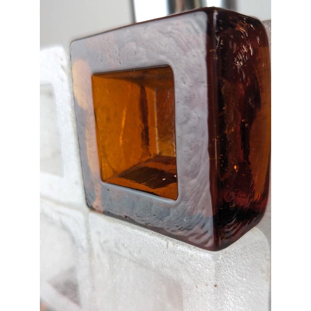 Metal Amber and Ice Murano Glass Cube Lamp by Albano Poli for Poliarte, 1960s by Albano Poli For Sale - Image 7 of 12