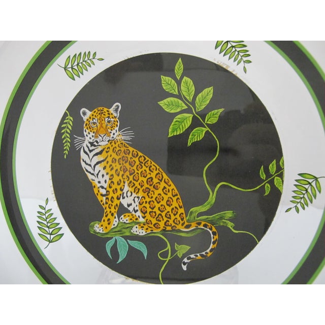 Lynn Chase Sitting Left Jaguar Jungle Cat Glass 8 1/4" Salad Plate Set of 2 For Sale In Portland, OR - Image 6 of 12