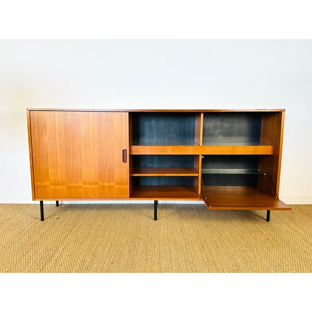 Black Tall Scandinavian Teak Sideboard, 1960s For Sale - Image 8 of 18