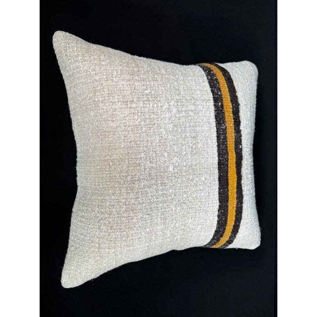 Turkish Hemp Pillow Cushion Natural Beige Black Pillow Cushion Cover 20"x20" #30577 Enhance your home decor with our Kilim...