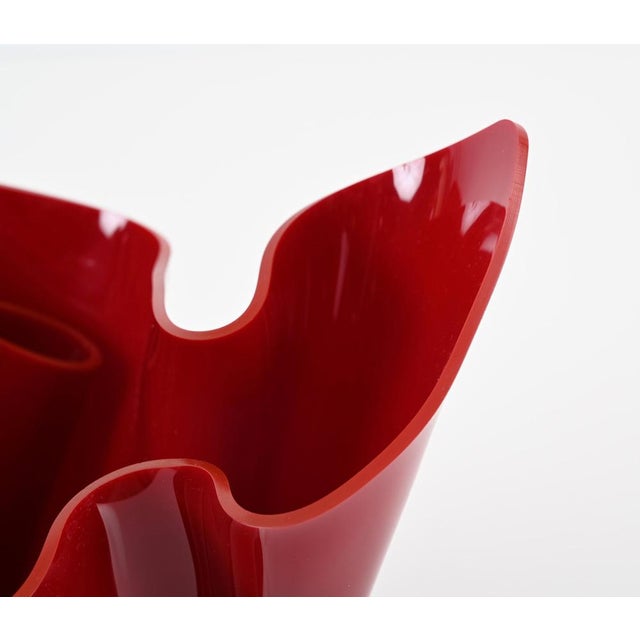 Gold Mid-Century Italian Burgundy Acrylic Glass Napkin Centerpiece, 1980s For Sale - Image 8 of 16