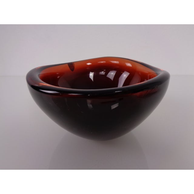Swedish Burgundy Glass Bowl from Orrefors, 1960s For Sale - Image 3 of 18