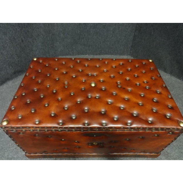 Leather Covered & Brass Studded Chest, 1870s For Sale - Image 3 of 8