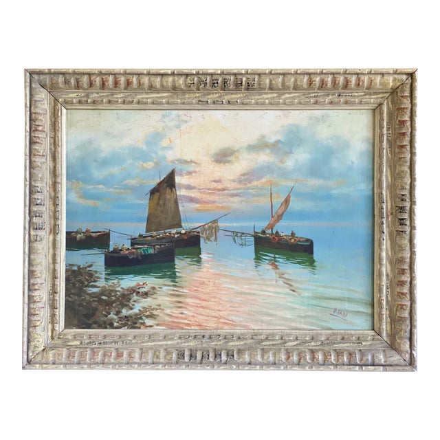 Mid 20th Century Original Painting by Bardi Oil on Linen For Sale