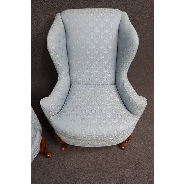 Lane Blue Wingback Chairs/Pair For Sale In Philadelphia - Image 6 of 10