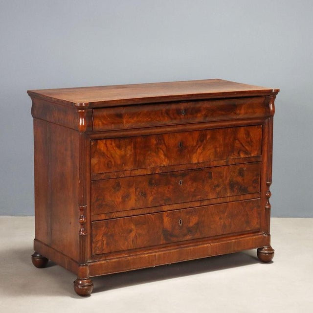 Louis Philippe Chest of Drawers in Walnut and Walnut Burl For Sale - Image 11 of 11