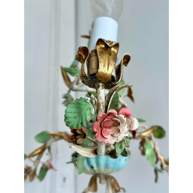 Italian Florentine Tole Chandelier, 1950s For Sale - Image 10 of 18